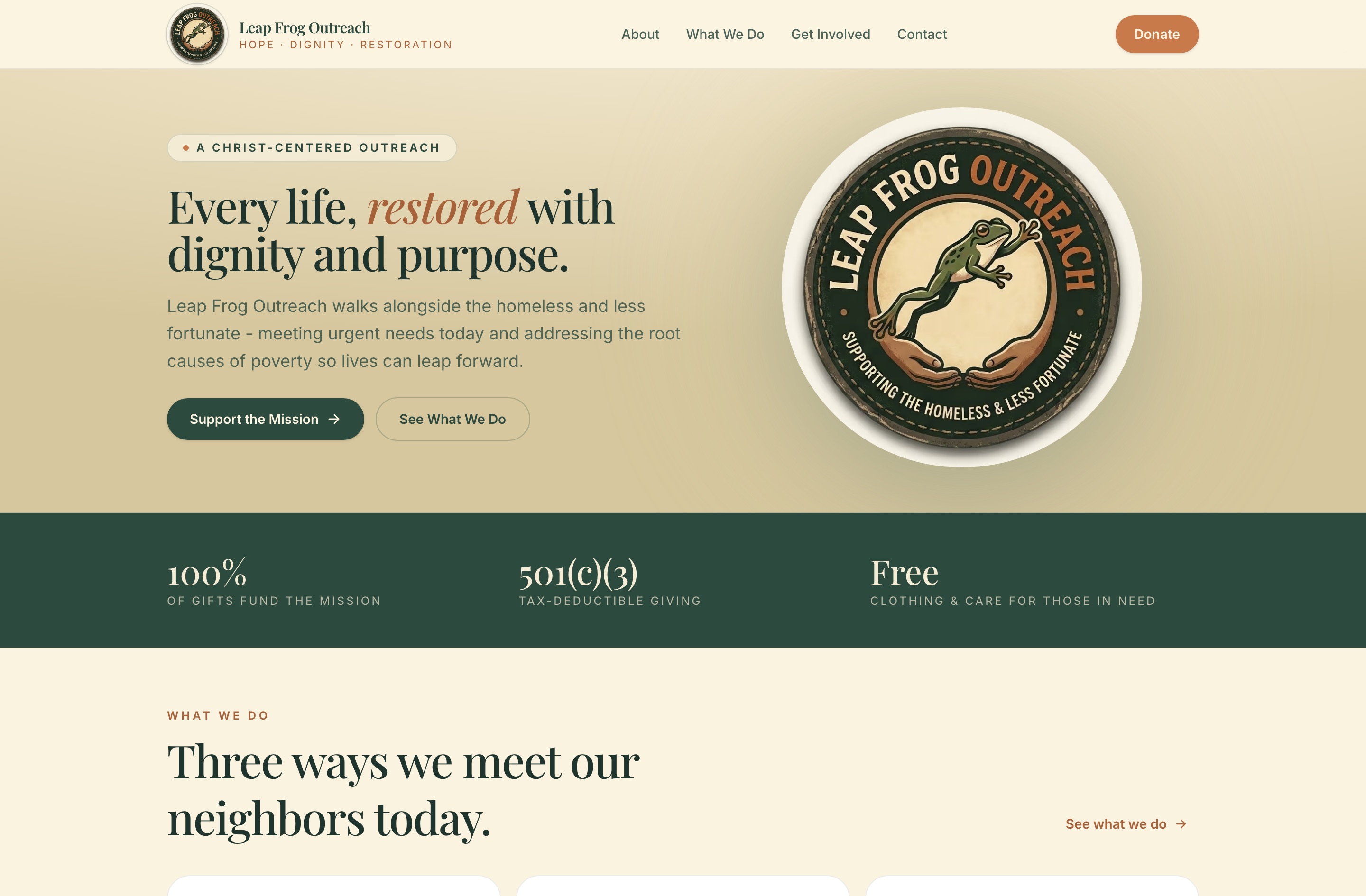 Leapfrog Outreach homepage