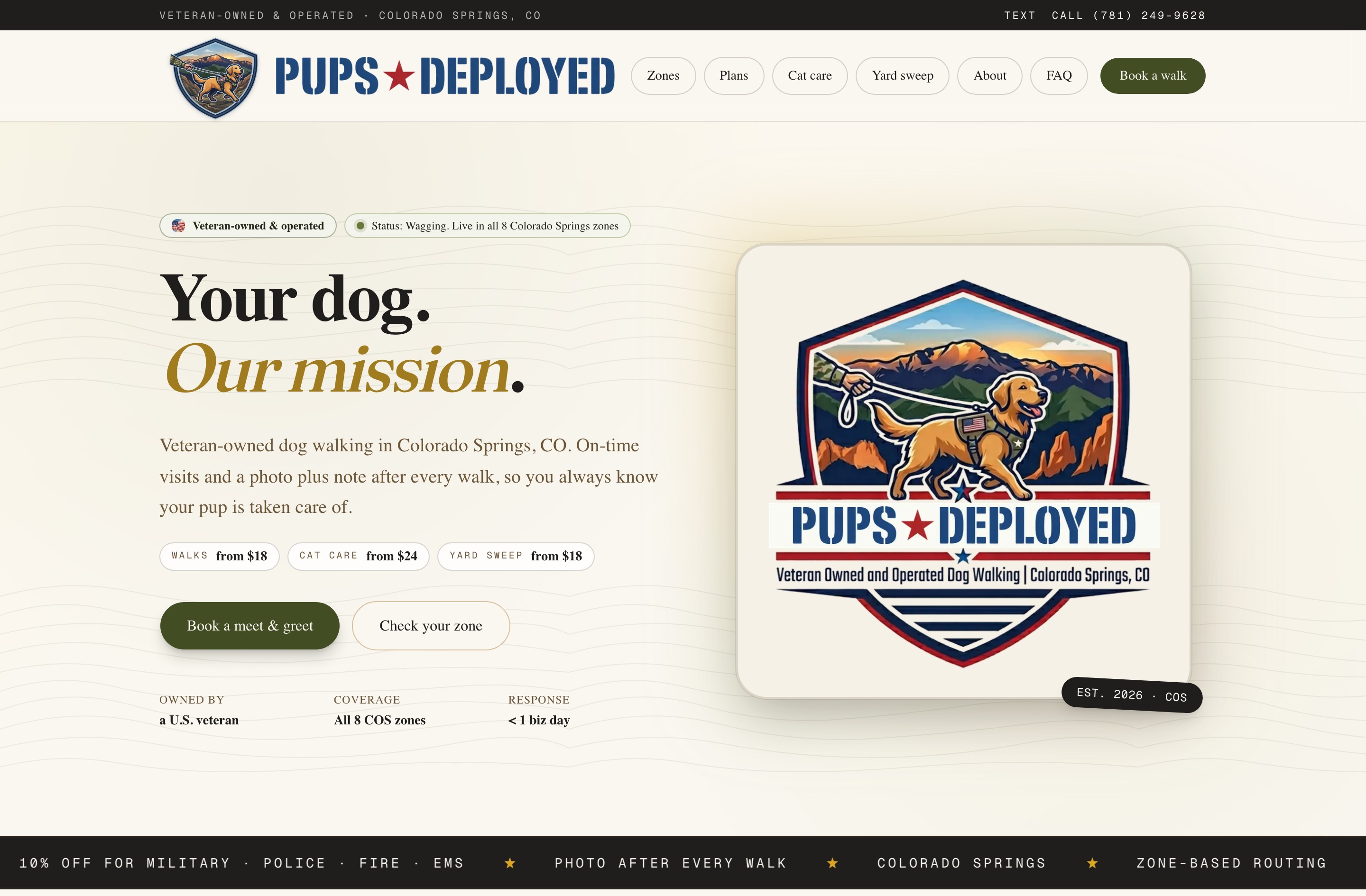 Pups Deployed homepage